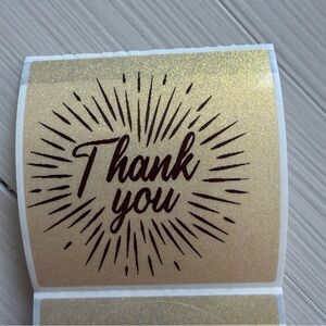 Gold and Black Transparent Glitter Thank You Stickers ~50pcs only~